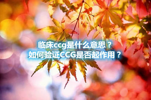 臨床ccg是什么意思？如何驗證CCG是否起作用？